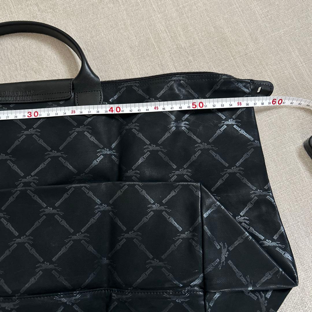 大容量　LONGCHAMP ロンシャン トートバッグ 黒 ホースロゴ