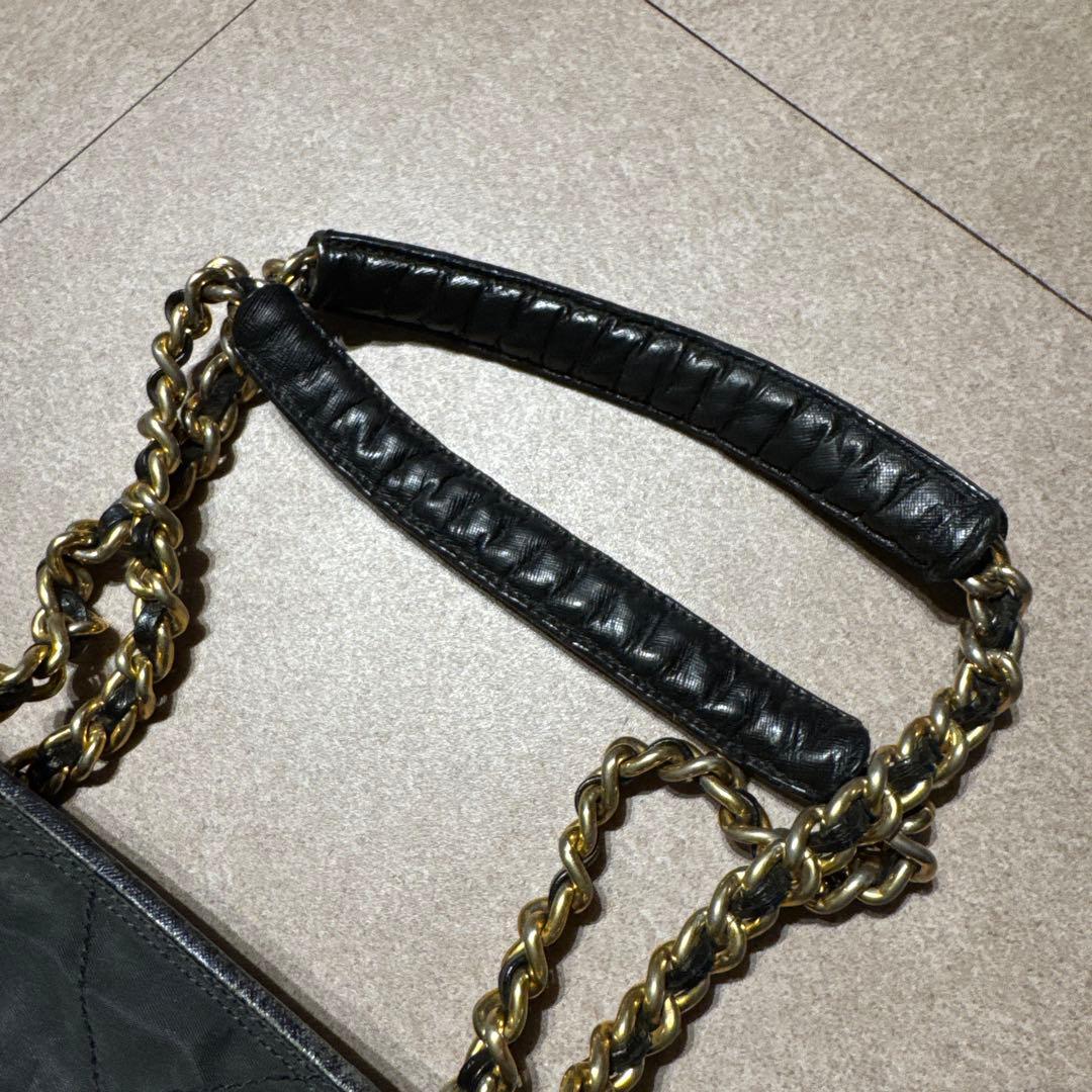 Prada プラダ　チェーンボストンバッグ　ナイロン　黒　金　ブラック