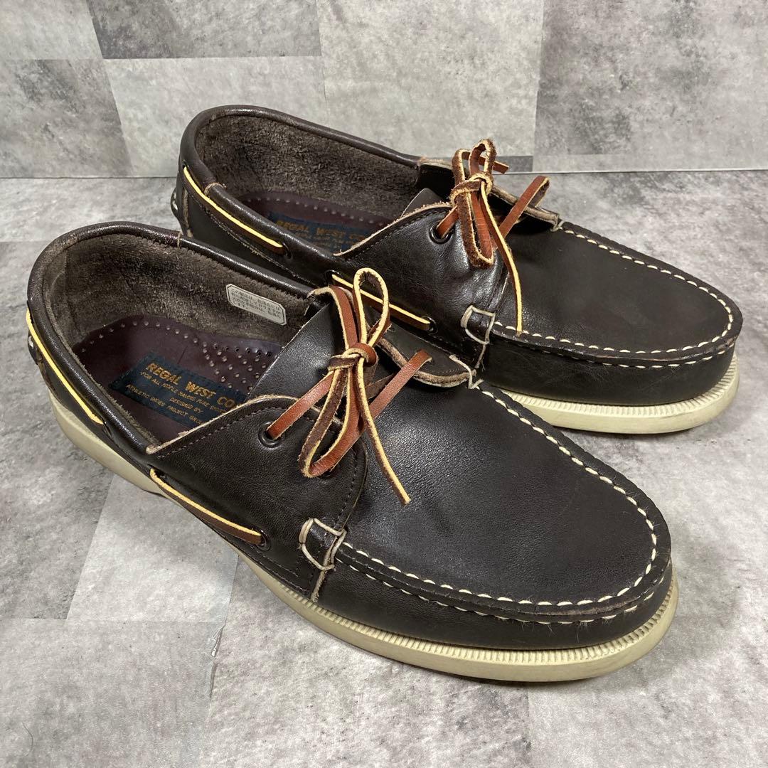 【良品】✨REGAL WEST COAST 本革　デッキシューズDBR 25cm