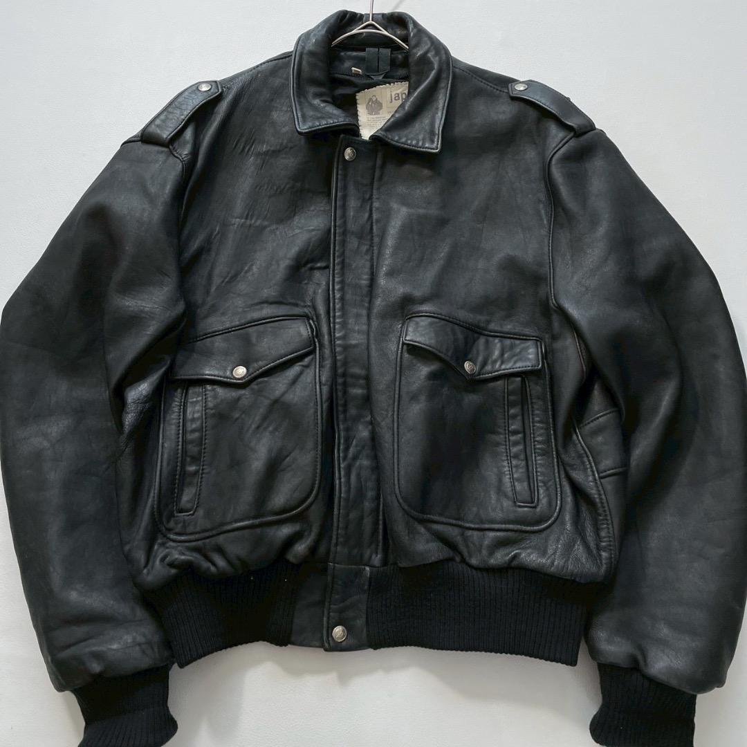 【MM】japa フランス製 A-2型 レザー フライトジャケット 黒