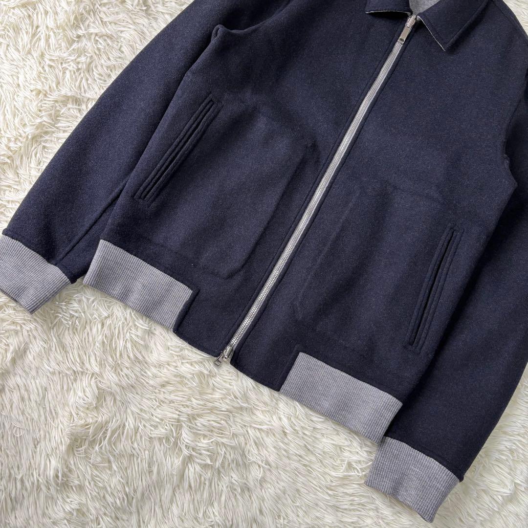 美品 Theory ウールカシミヤリバーシブルブルゾン ジャケット グレー 紺