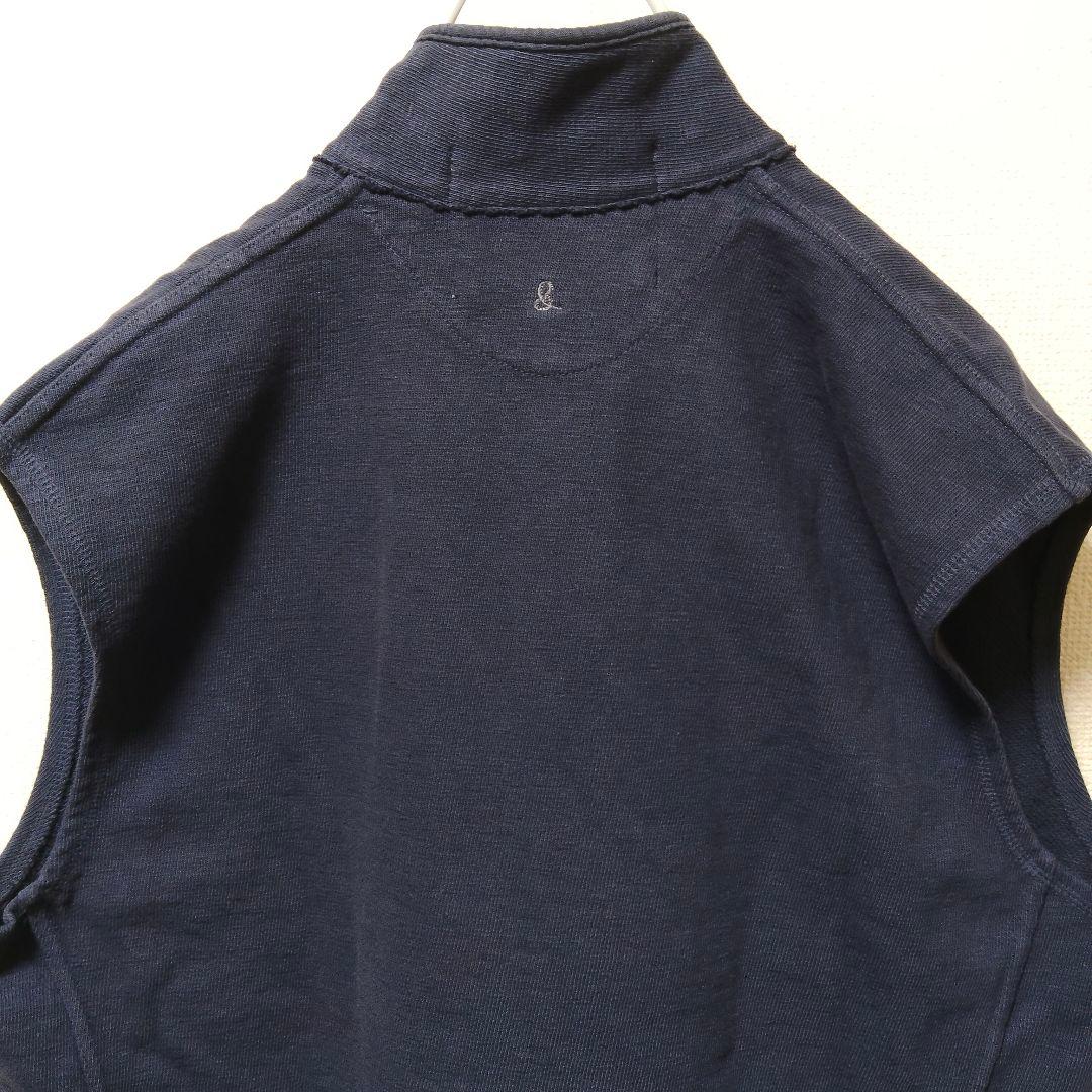 美品 45rpm スウェット ベスト スタンドカラー 紺 5 XL ノースリーブ