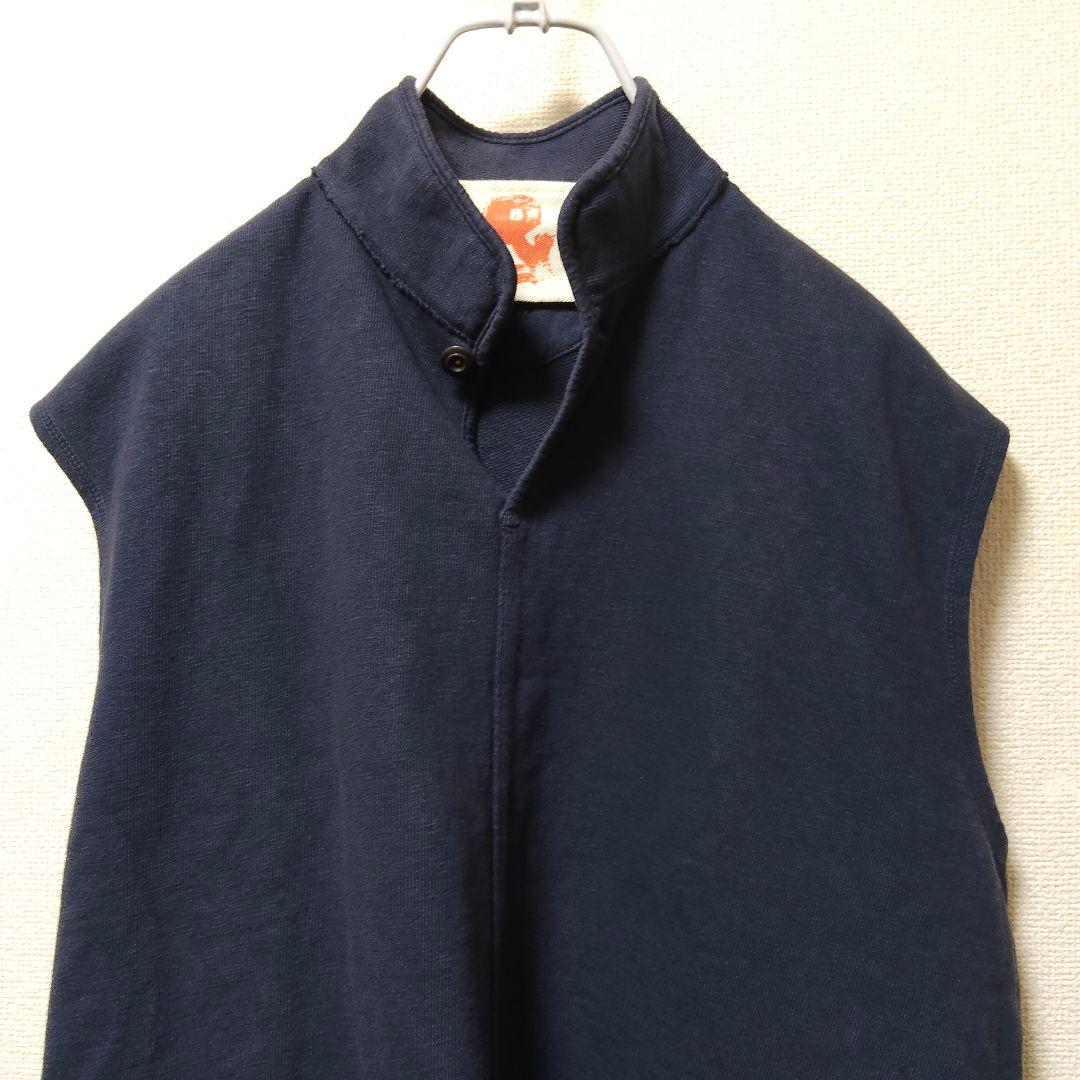 美品 45rpm スウェット ベスト スタンドカラー 紺 5 XL ノースリーブ
