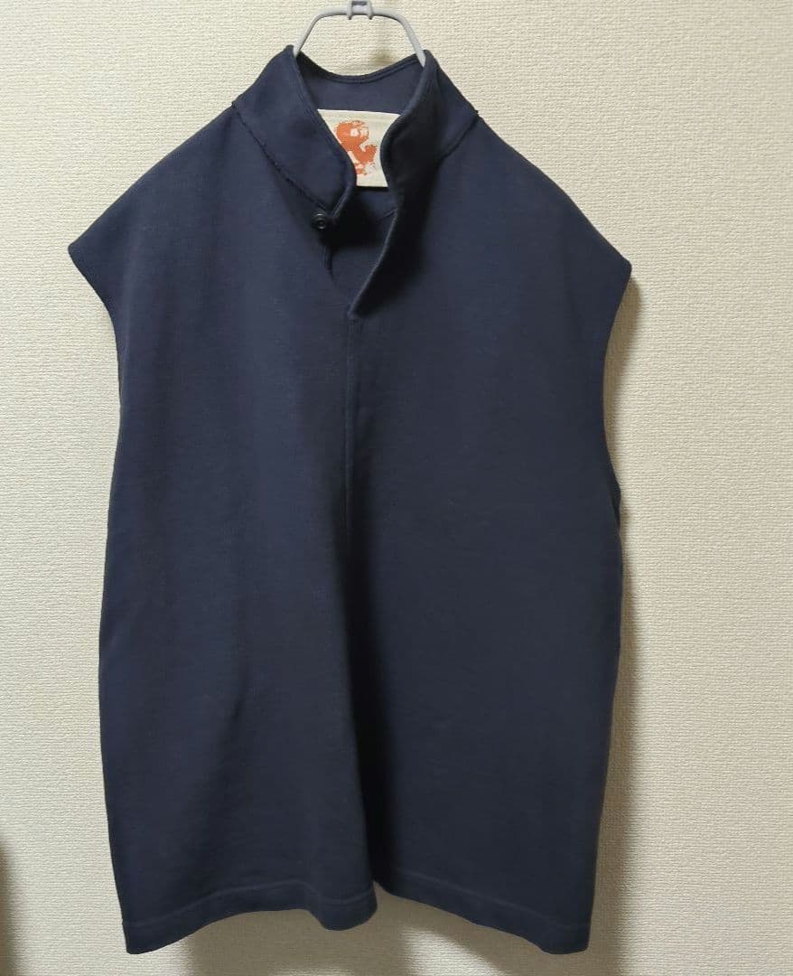 美品 45rpm スウェット ベスト スタンドカラー 紺 5 XL ノースリーブ