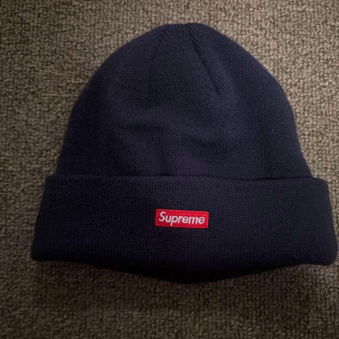 Supreme Sロゴ ニット帽 ネイビー
