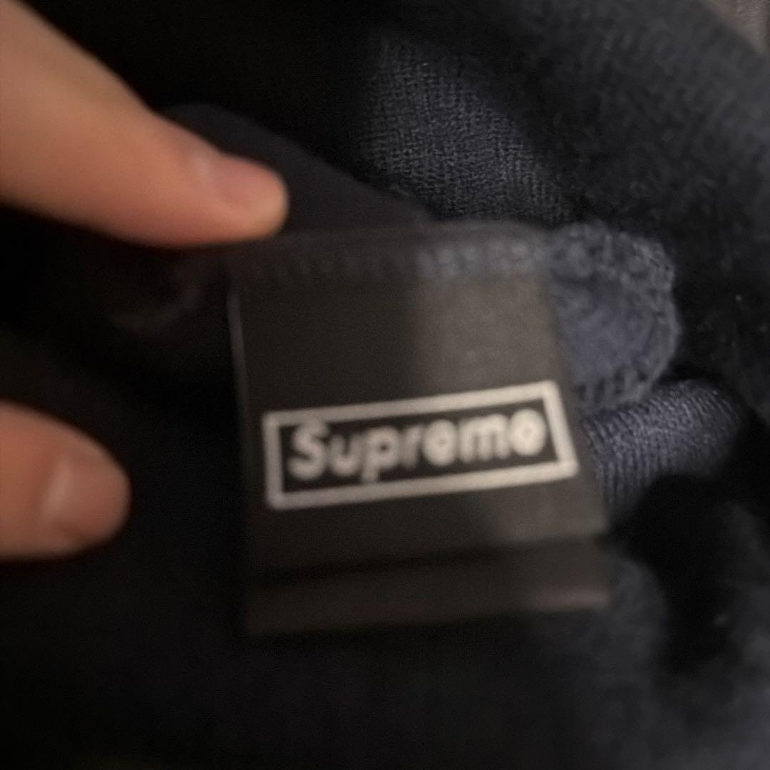 Supreme Sロゴ ニット帽 ネイビー
