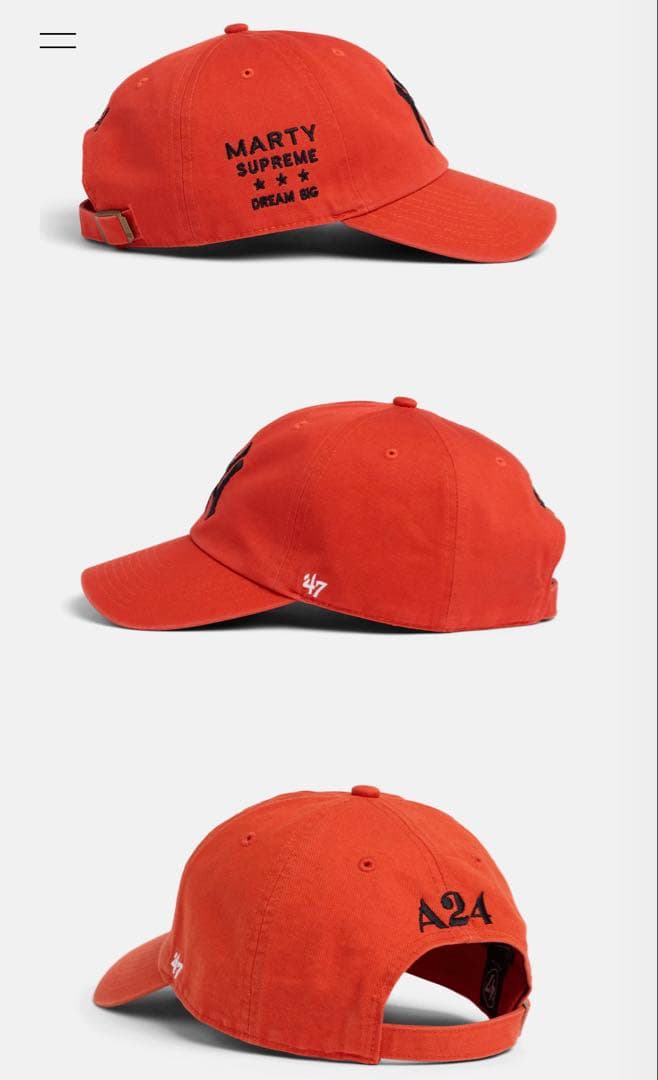 ラス1　新品　A24 Marty Supreme ’47 ベースボールキャップ