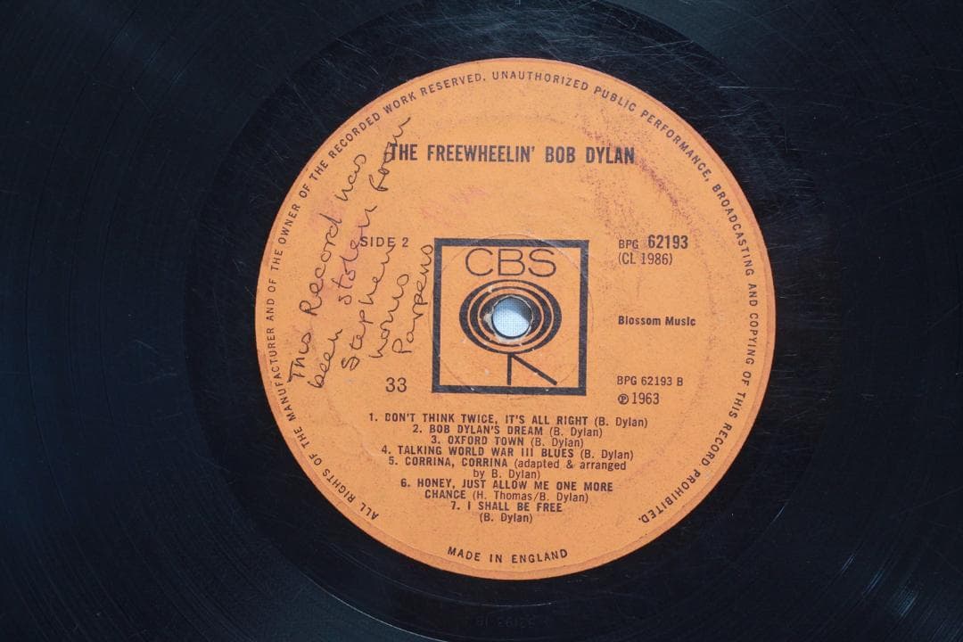 The Freewheelin' Bob Dylan UK(英)盤 Mono