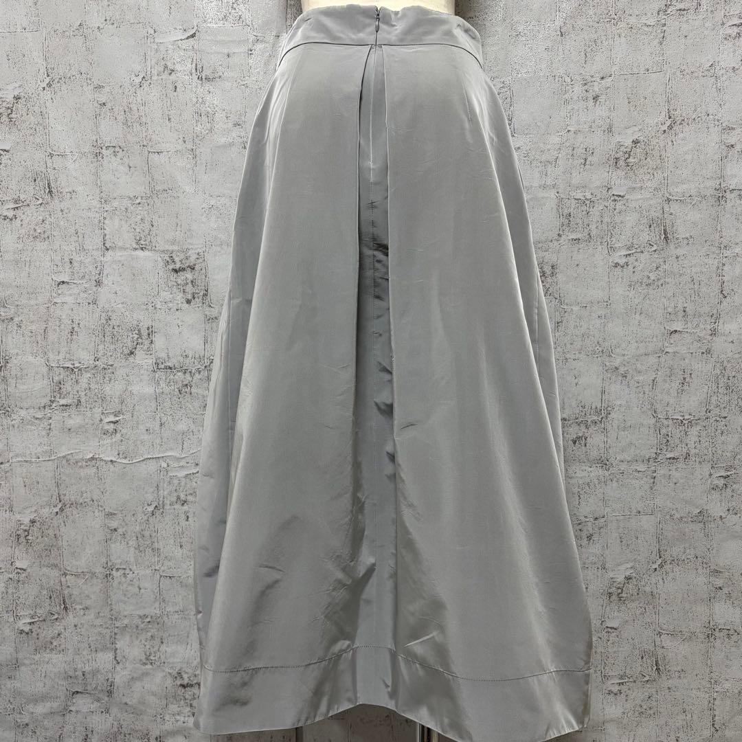 【Demi-Luxe BEAMS】 シルバー タックスカート フレアスカート M