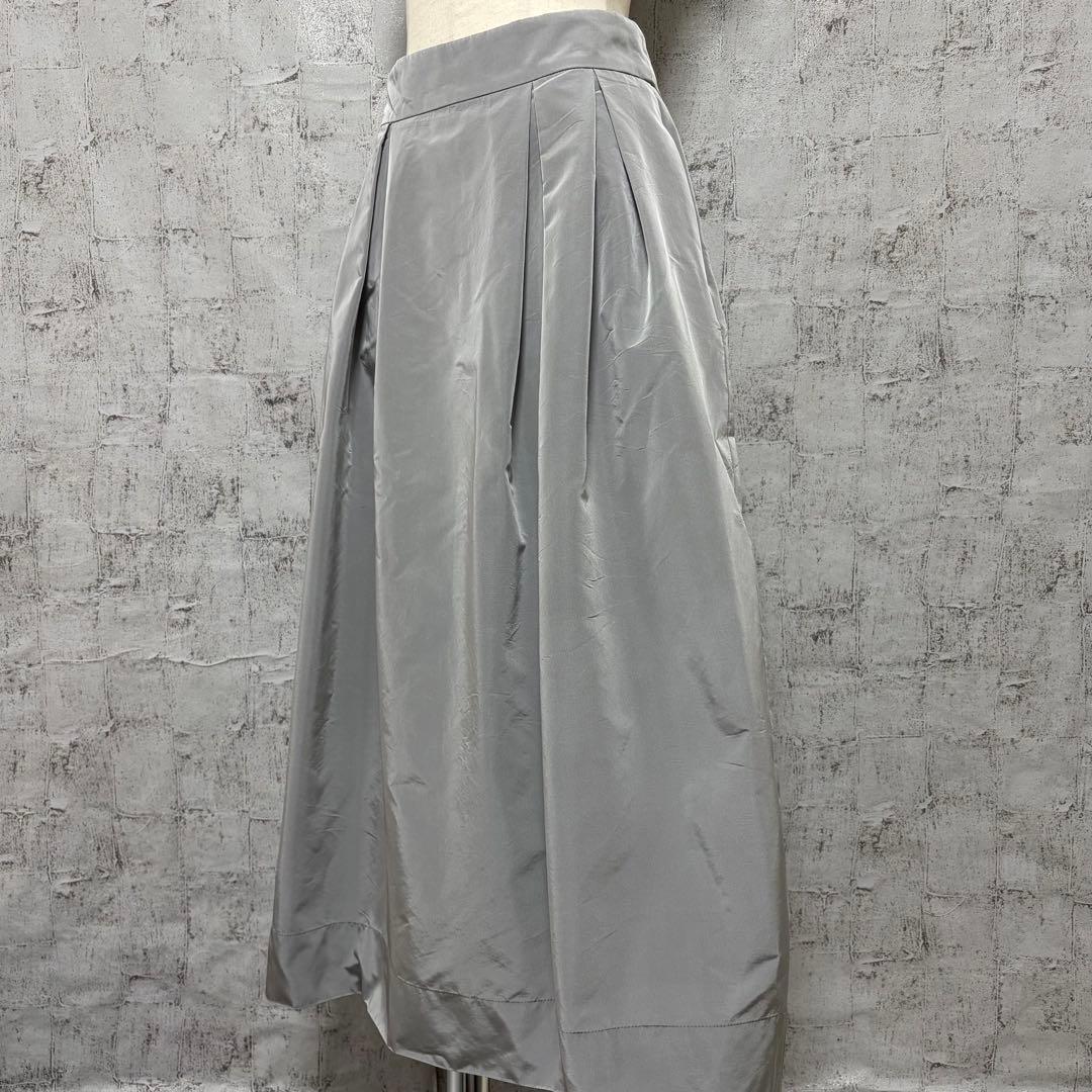【Demi-Luxe BEAMS】 シルバー タックスカート フレアスカート M