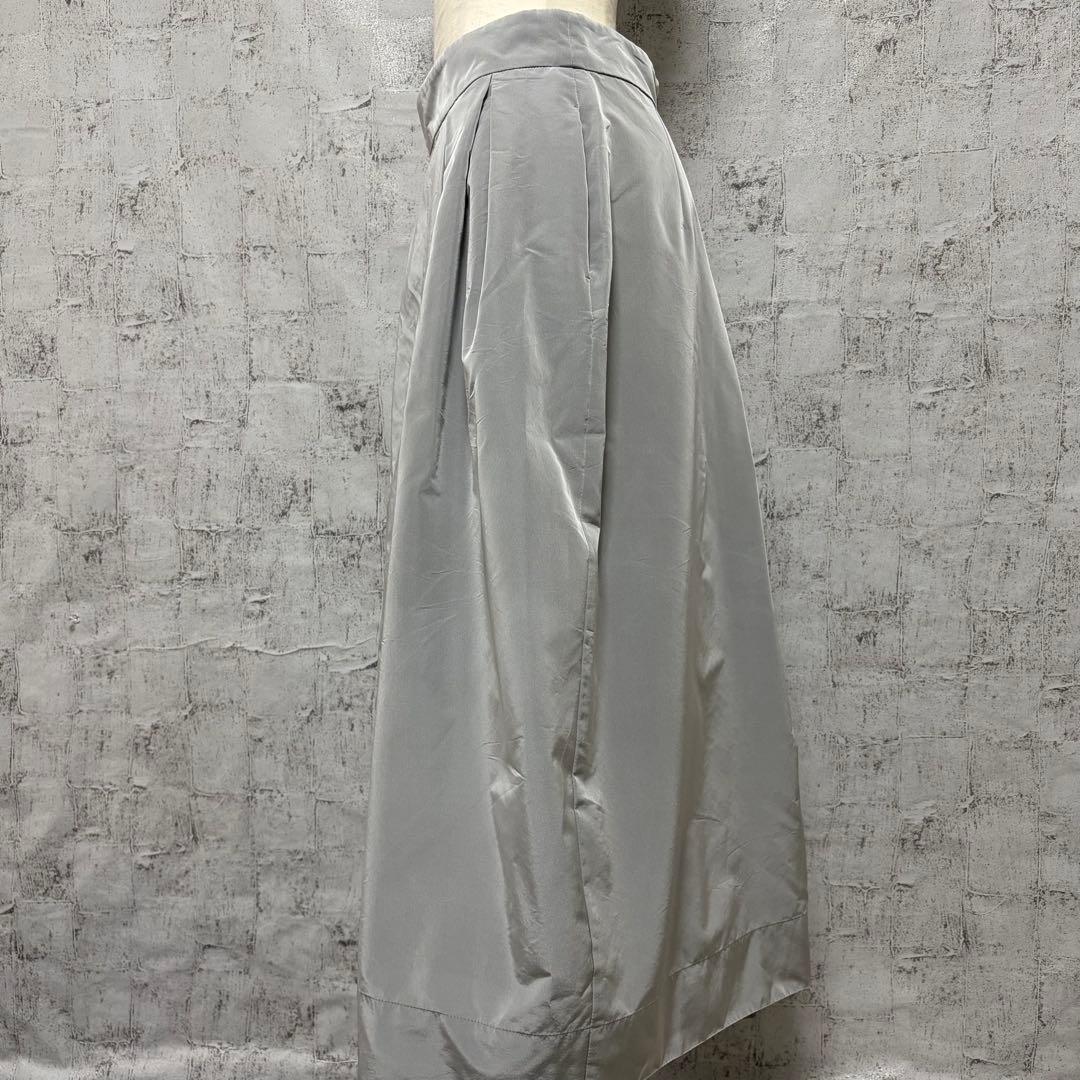 【Demi-Luxe BEAMS】 シルバー タックスカート フレアスカート M