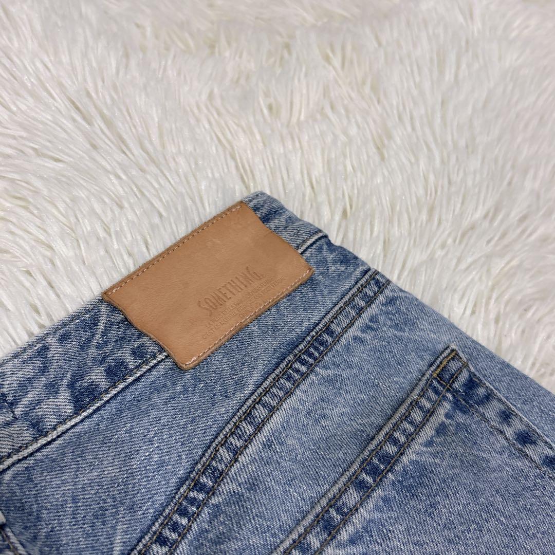 SOMETHING LISA ワイドデニム　ハイウエスト　M 美品　コットン