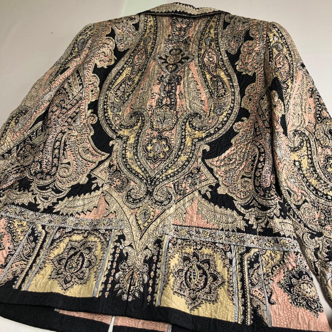 未使用級　銀座マギー　イネス　テーラードジャケット 黒と金の刺繍　シルク　ウール