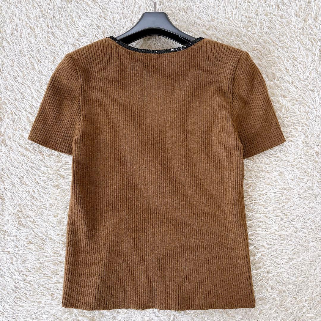 美品✨フォクシー カシミヤ100% アンサンブル スパンコール ブラウン 40