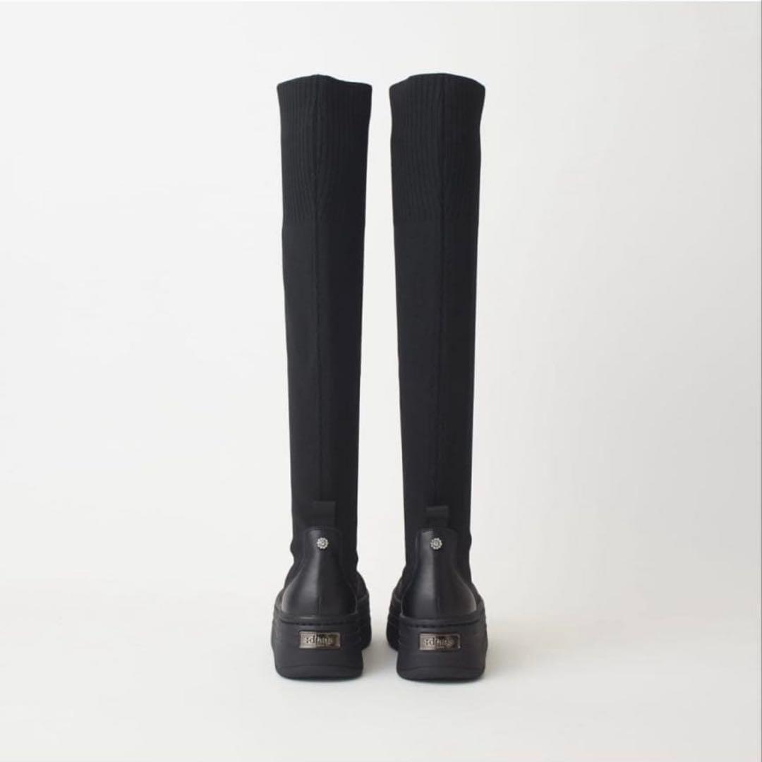 ＋diana 23.5㎝　撥水加工 ストレッチニーハイブーツ 黒