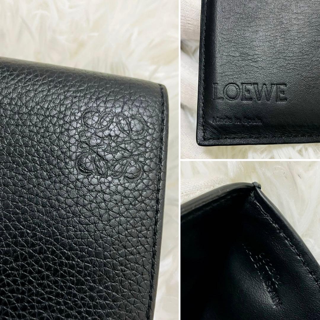 極美✨ 付属完備✨ロエベ 三つ折り財布 トライフォールド レザー ブラック