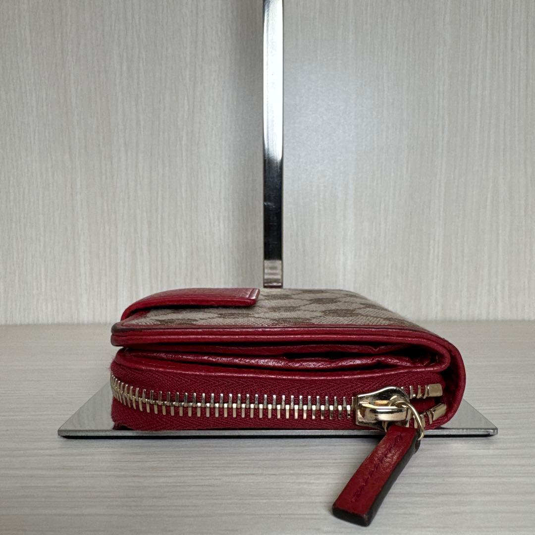 GUCCI GGパターン 二つ折り財布 ベージュ/レッド