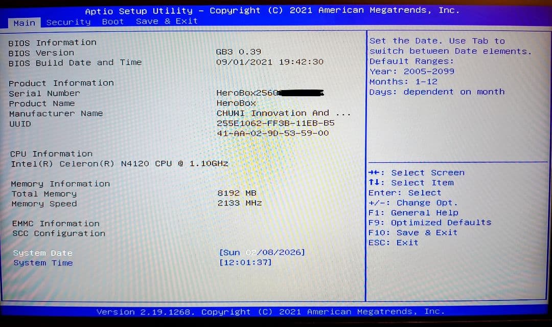 CHUWI HeroBox N4120 ミニPC 【動作品】