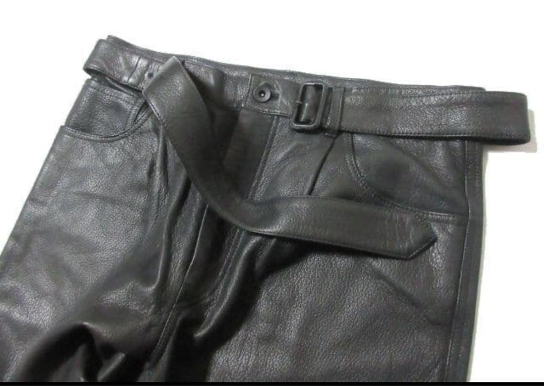 AURALEE オーラリー A21AP02GL レザー パンツ 黒 4