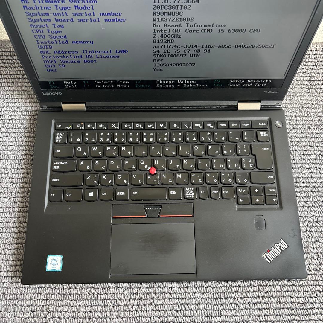 Lenovo thinkpad X1 Carbon i5-6300Uメモリ8GB