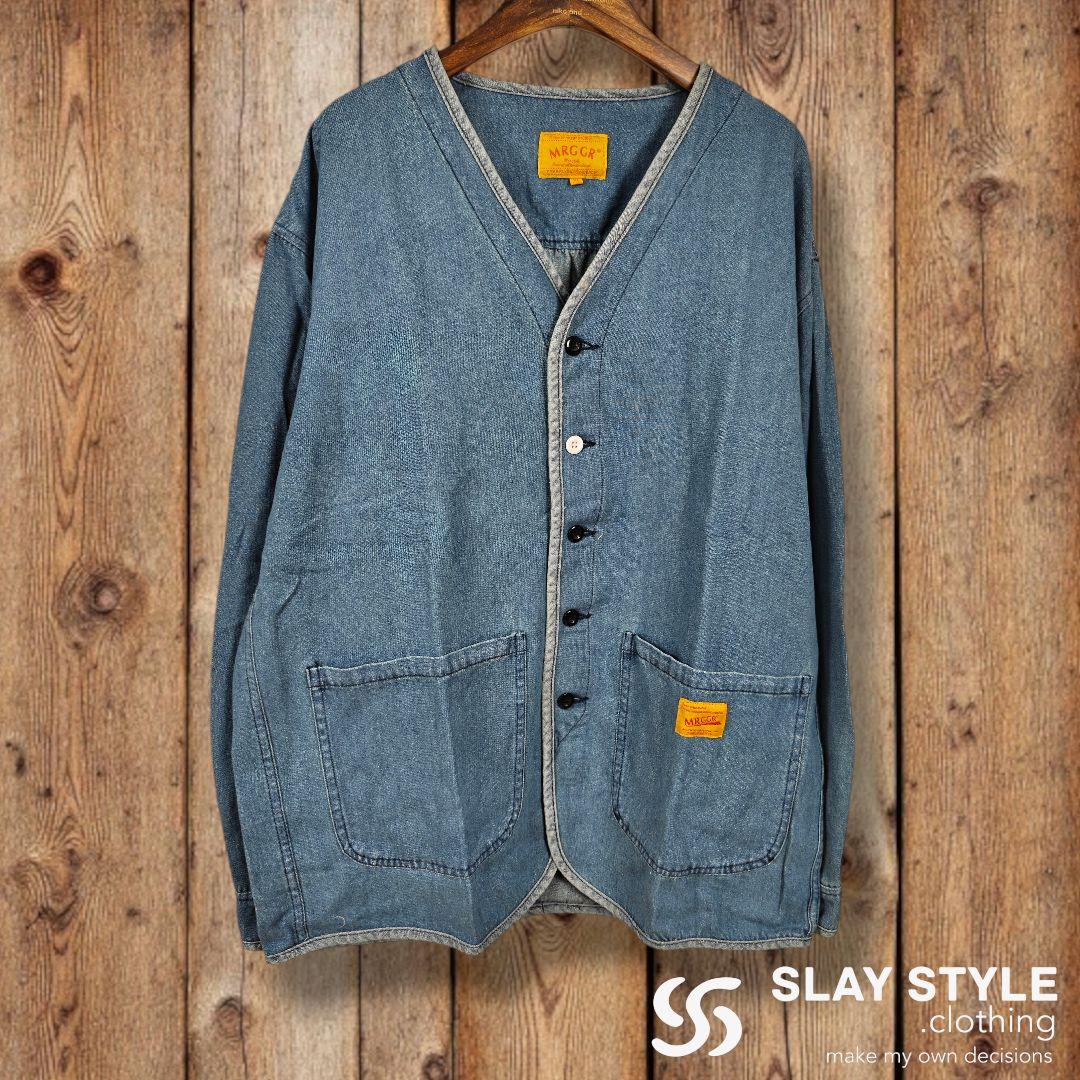 お取り寄せ商品 新品 XXL ノーカラー デニム カバーオール ジャケット