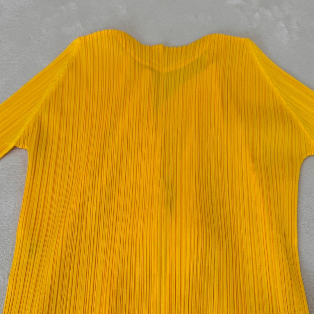 極美品✨PLEATS PLEASE プリーツ　ノーカラー　イエロー　長袖