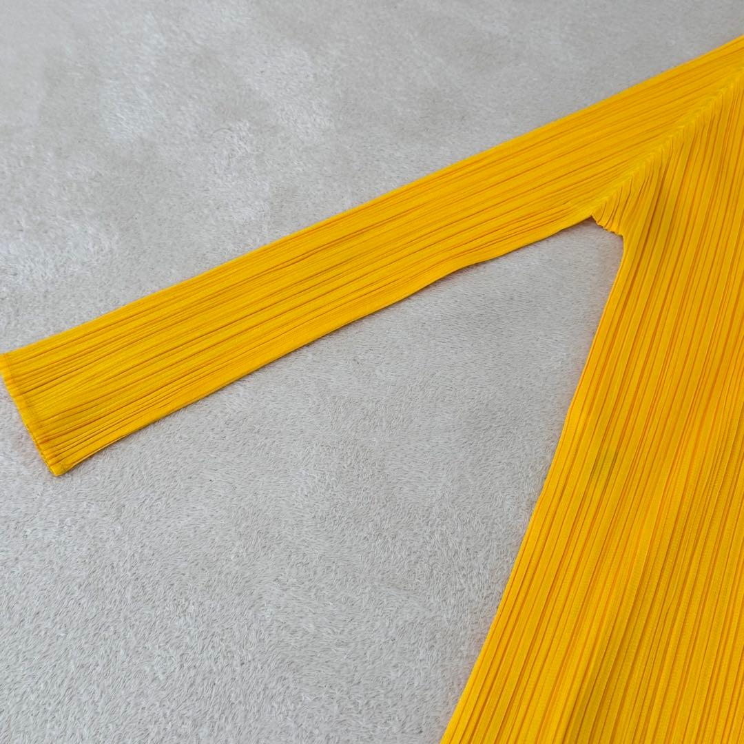 極美品✨PLEATS PLEASE プリーツ　ノーカラー　イエロー　長袖