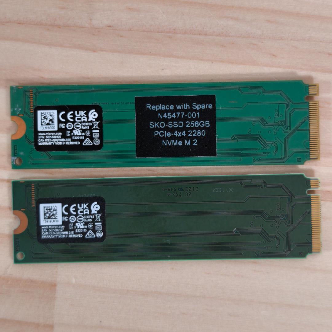 動作確認済み 2枚セット Micron NVMe 256GB SSD
