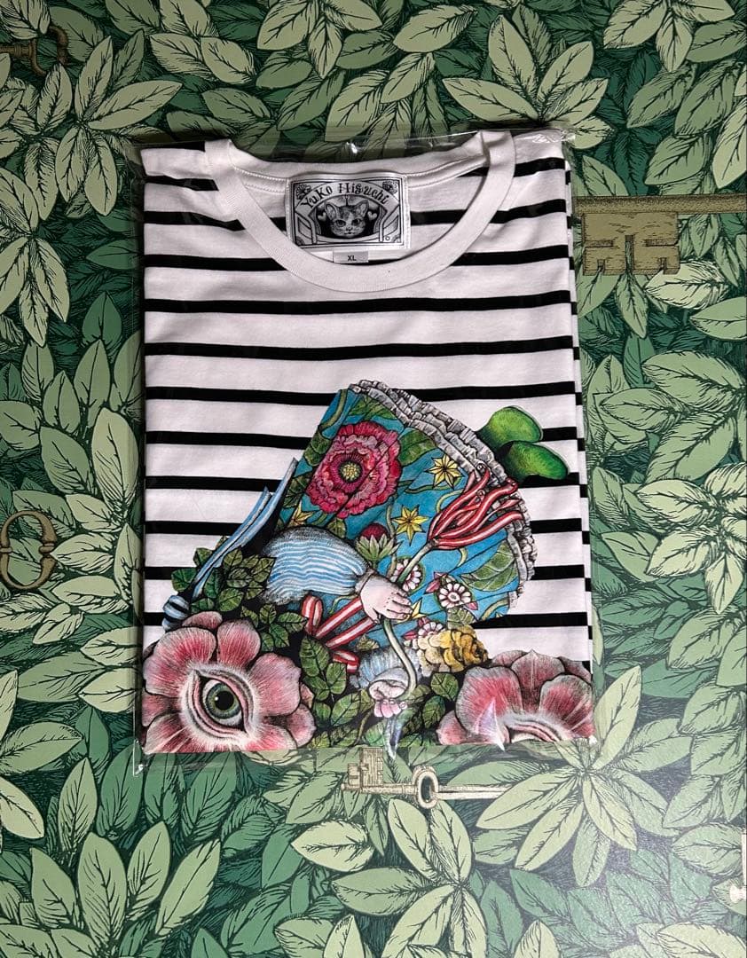ヒグチユウコボリス雑貨店Tシャツ 新品XL しましま眼花ちゃんたち
