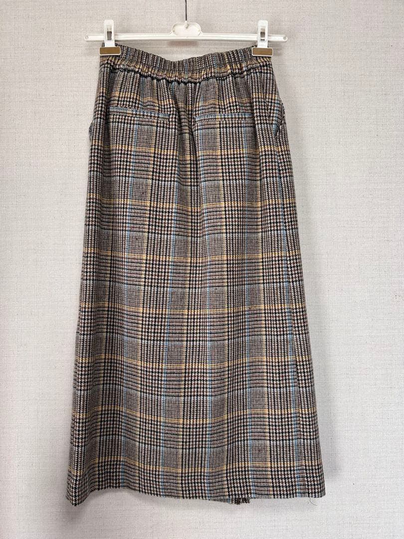 超美品❣️クールカレアン【ヌフソンヌフ】チェック柄　巻スカート風ロングSK Ⓜ️