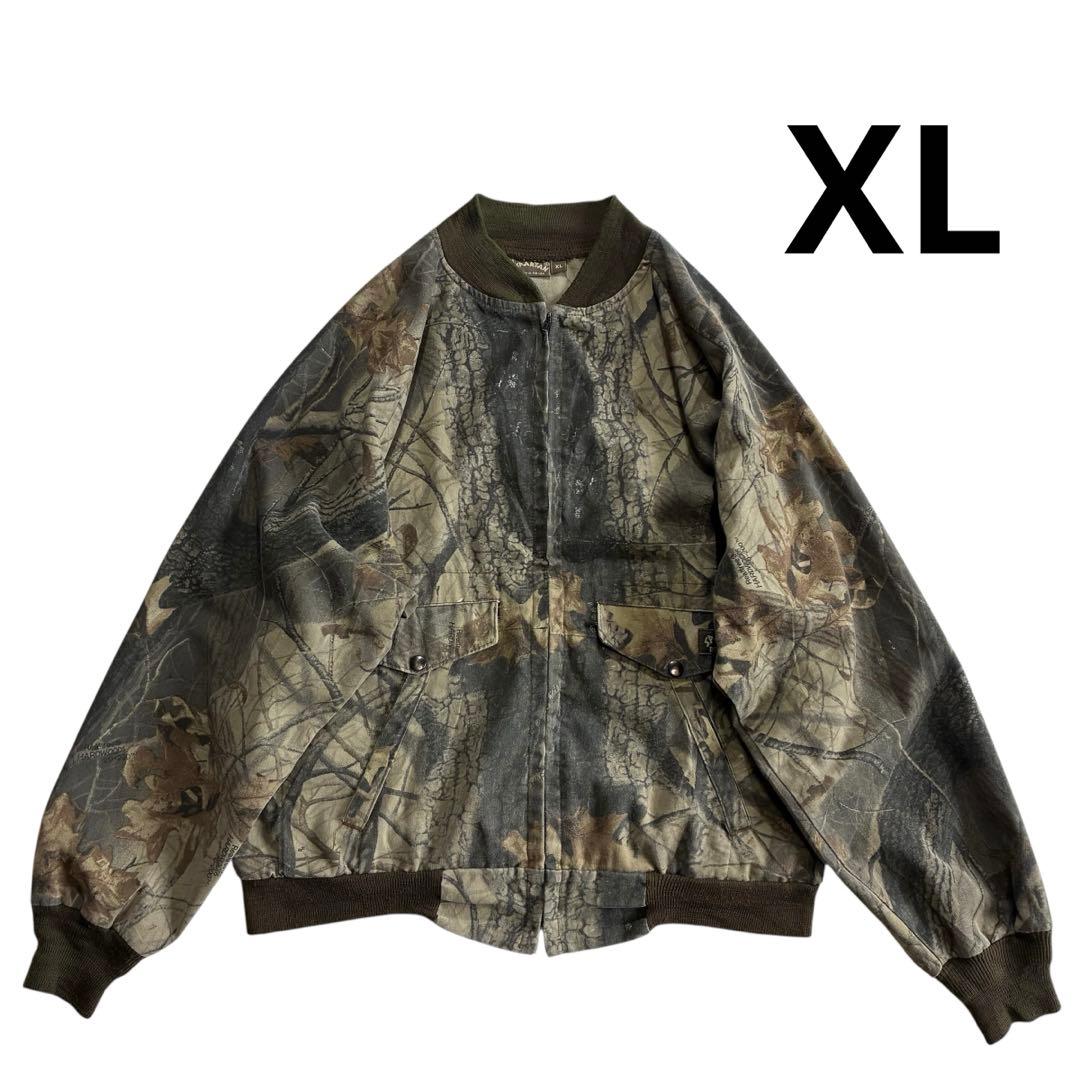 80s 90s USA製 リアルツリーカモ フルジップジャケット XL カーキ