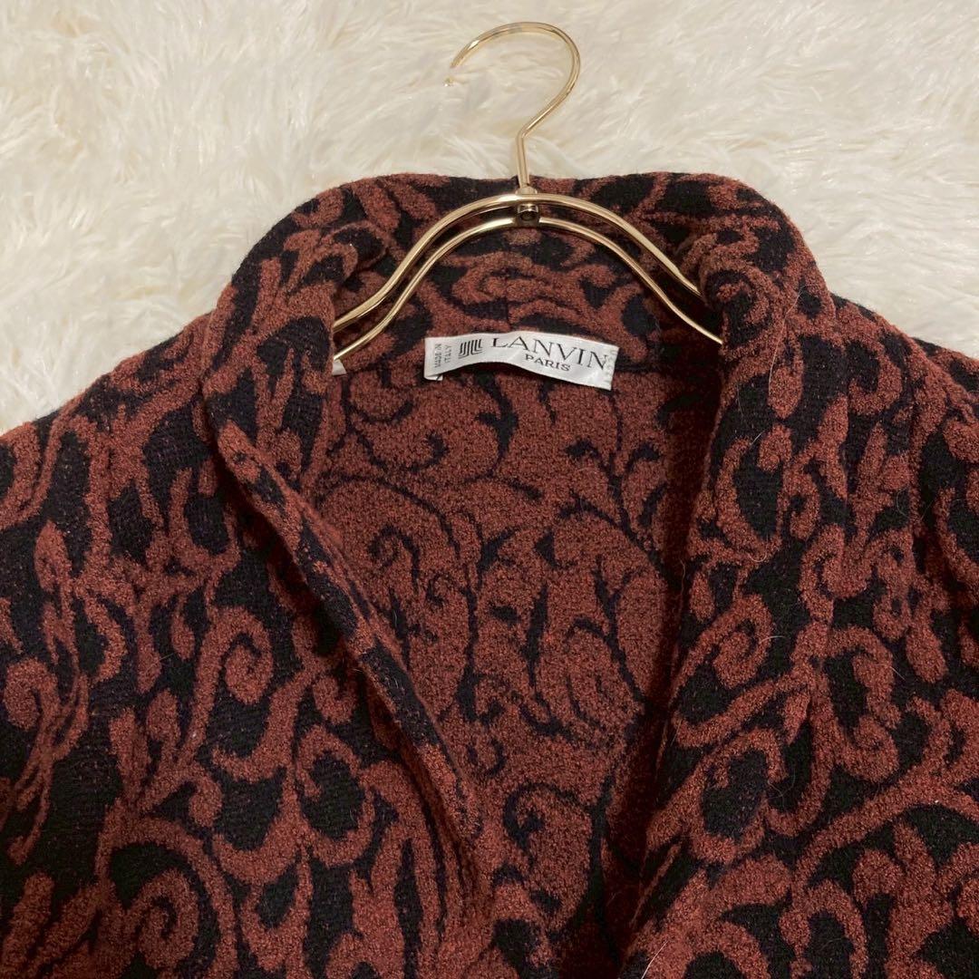 LANVIN タオル生地ジャケット ブラック 42 総柄 高級感 オシャレ