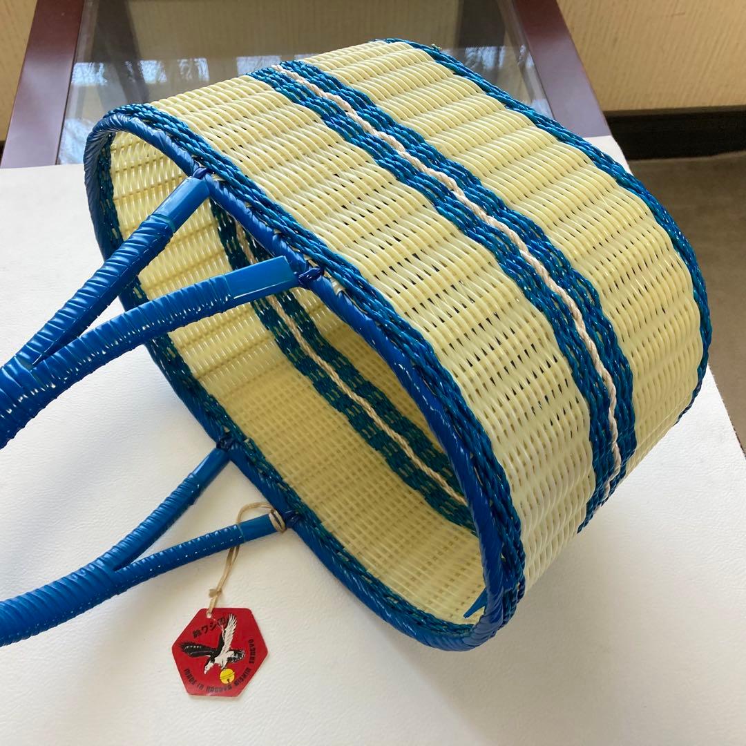 鈴ワシ印 買い物かご 籠 バスケット バッグ ビニール ポップ 昭和レトロ 新品