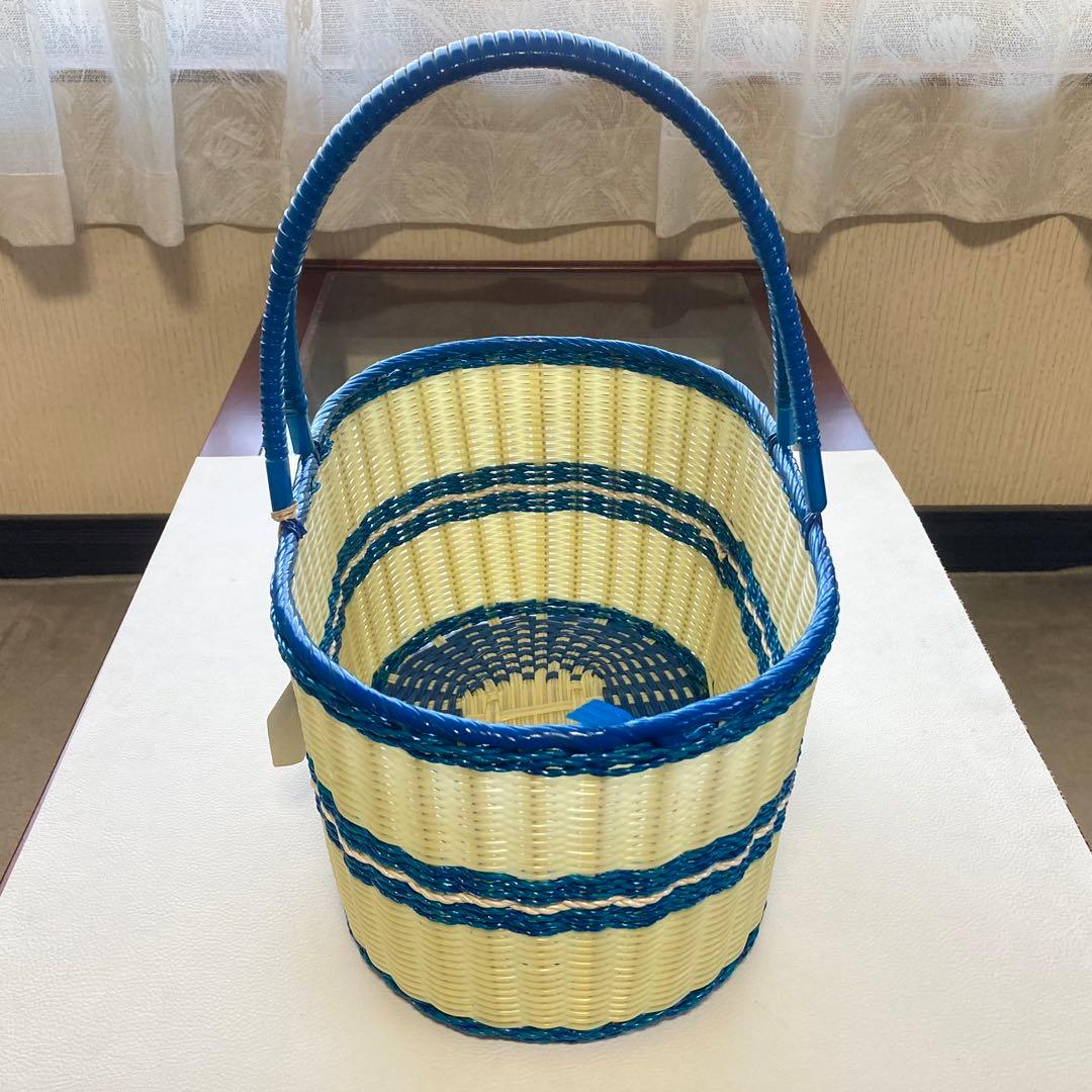 鈴ワシ印 買い物かご 籠 バスケット バッグ ビニール ポップ 昭和レトロ 新品