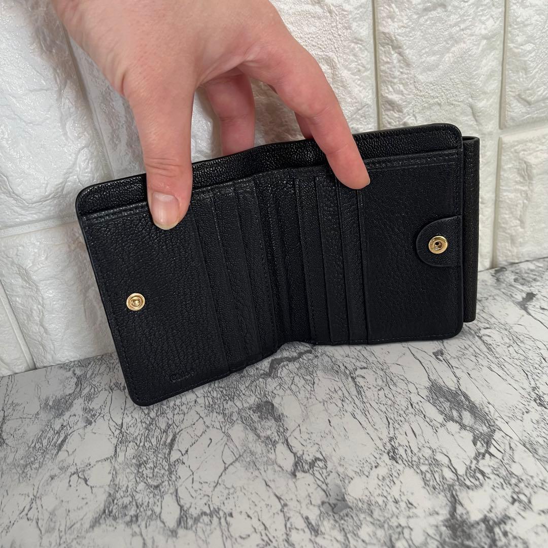 美品 Chloe クロエ ドリュー レザー 二つ折り財布 ミニ財布 ブラック 黒