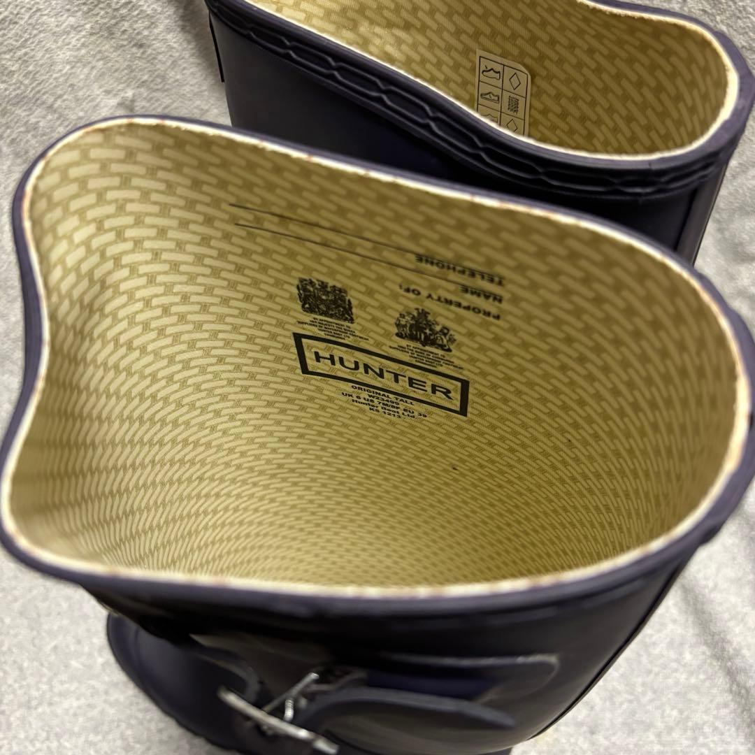 【美品】HUNTER ハンター　レインブーツ　バックル付き　UK6
