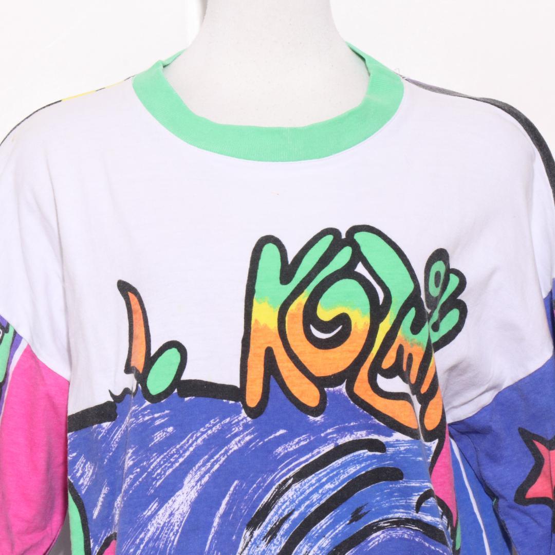 80s USA製 KOZMIK コズミック 総柄Tシャツ L（F61）