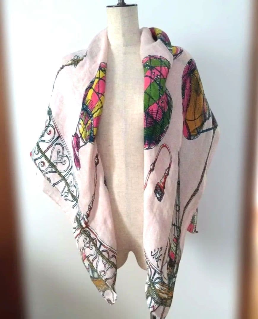 ◆manipuri◆バルーンスカイ◇リネンミックスストール
