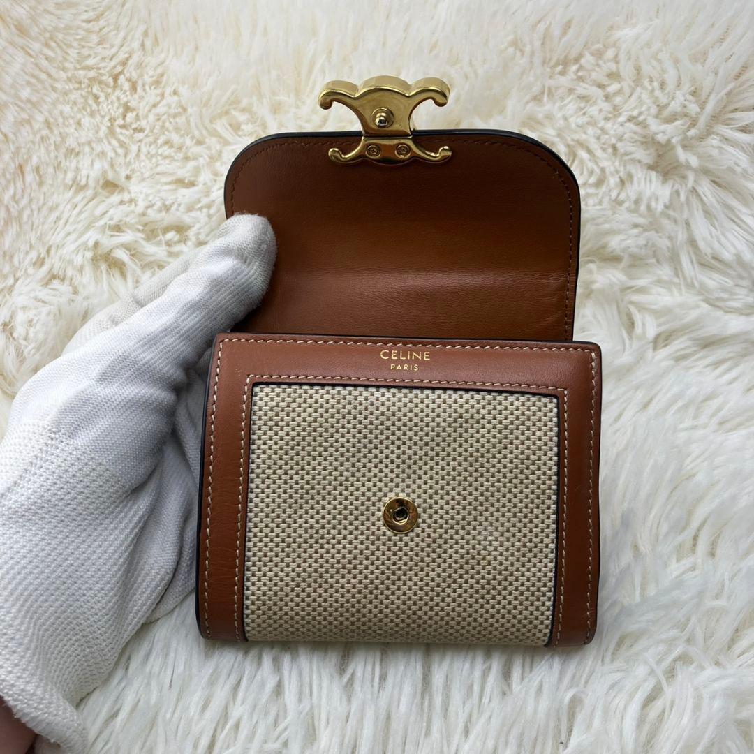 極美品✨セリーヌ トリオンフ スモールウォレット テキスタイル 三つ折財布