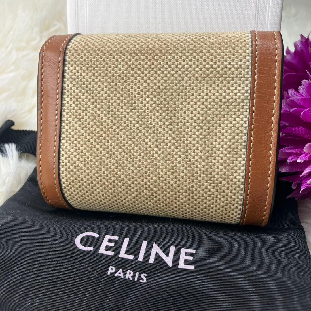 極美品✨セリーヌ トリオンフ スモールウォレット テキスタイル 三つ折財布