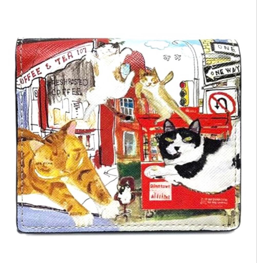 【新品・タグ付】マンハッタナーズ 二つ折り財布 猫デザイン　箱付き