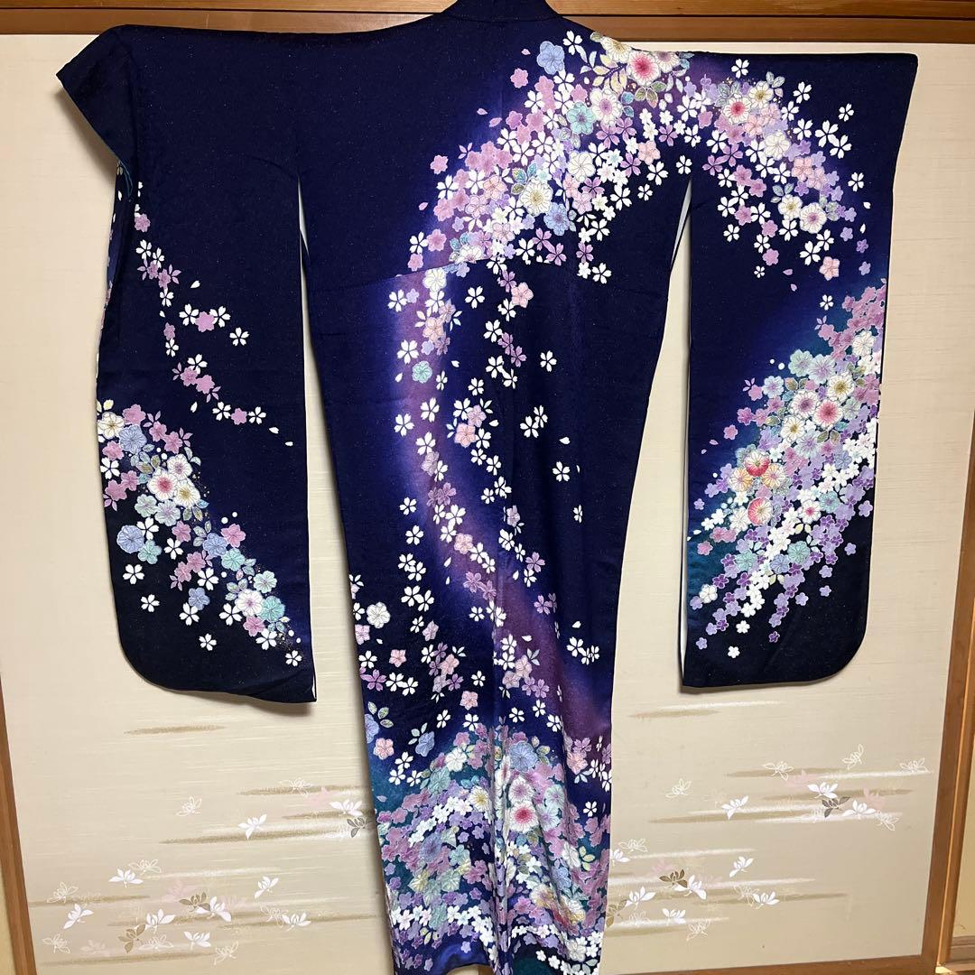 辻ヶ花振袖花絞り金通し