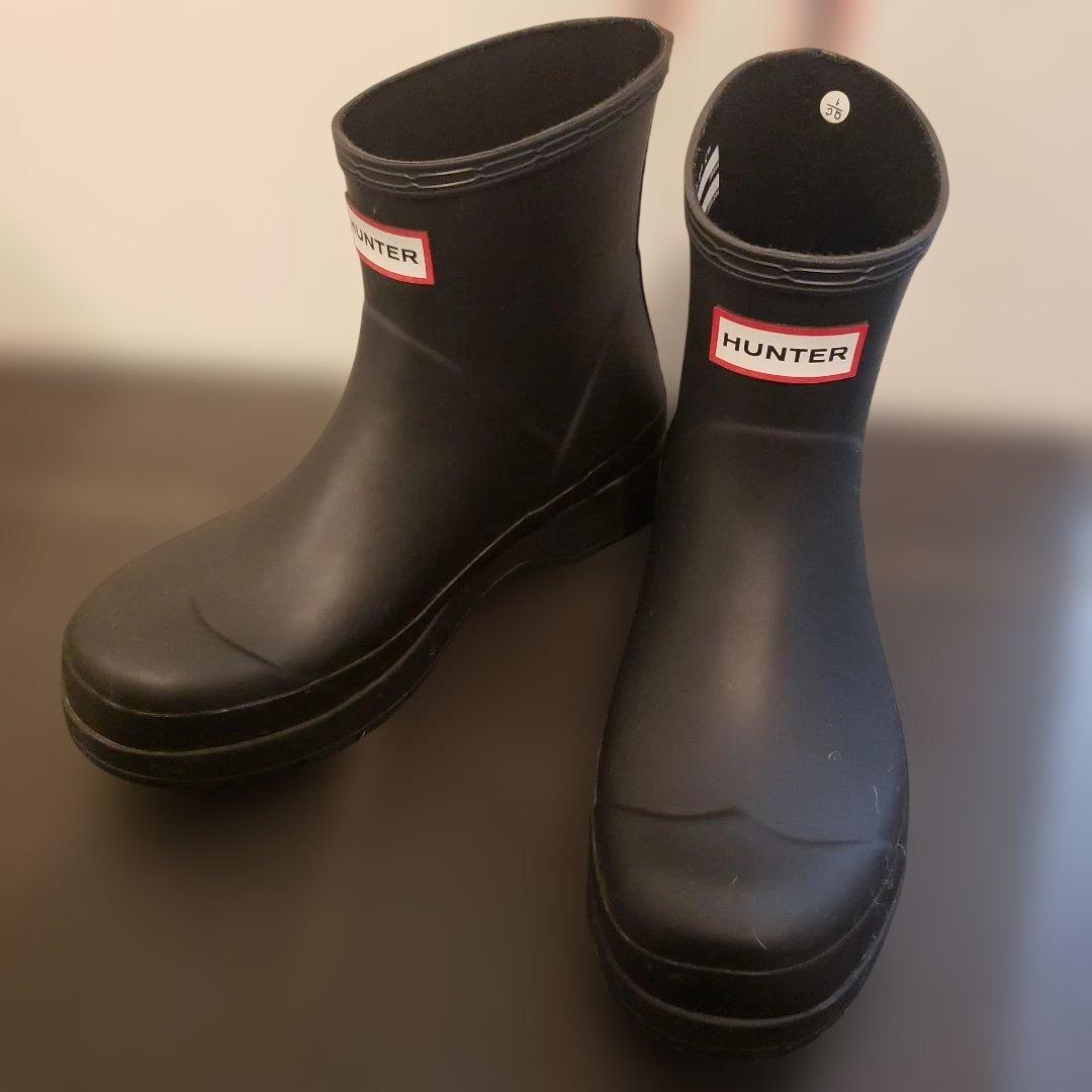 HUNTER ブラック 長靴 UK 7　レインブーツ　ショート