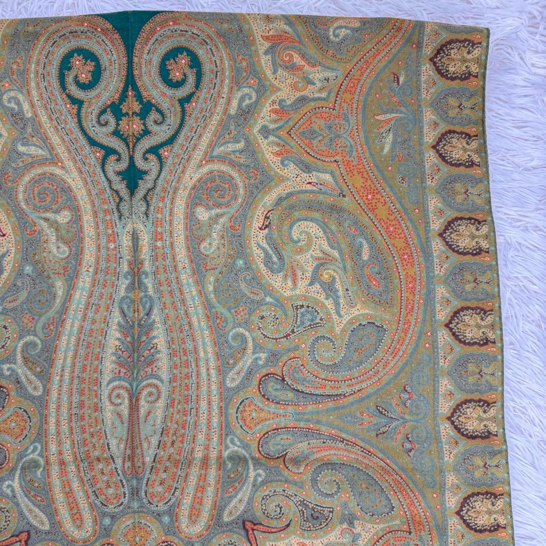 【美品】ETRO スカーフ　ショール　ペイズリー　大判　ウール　シルク