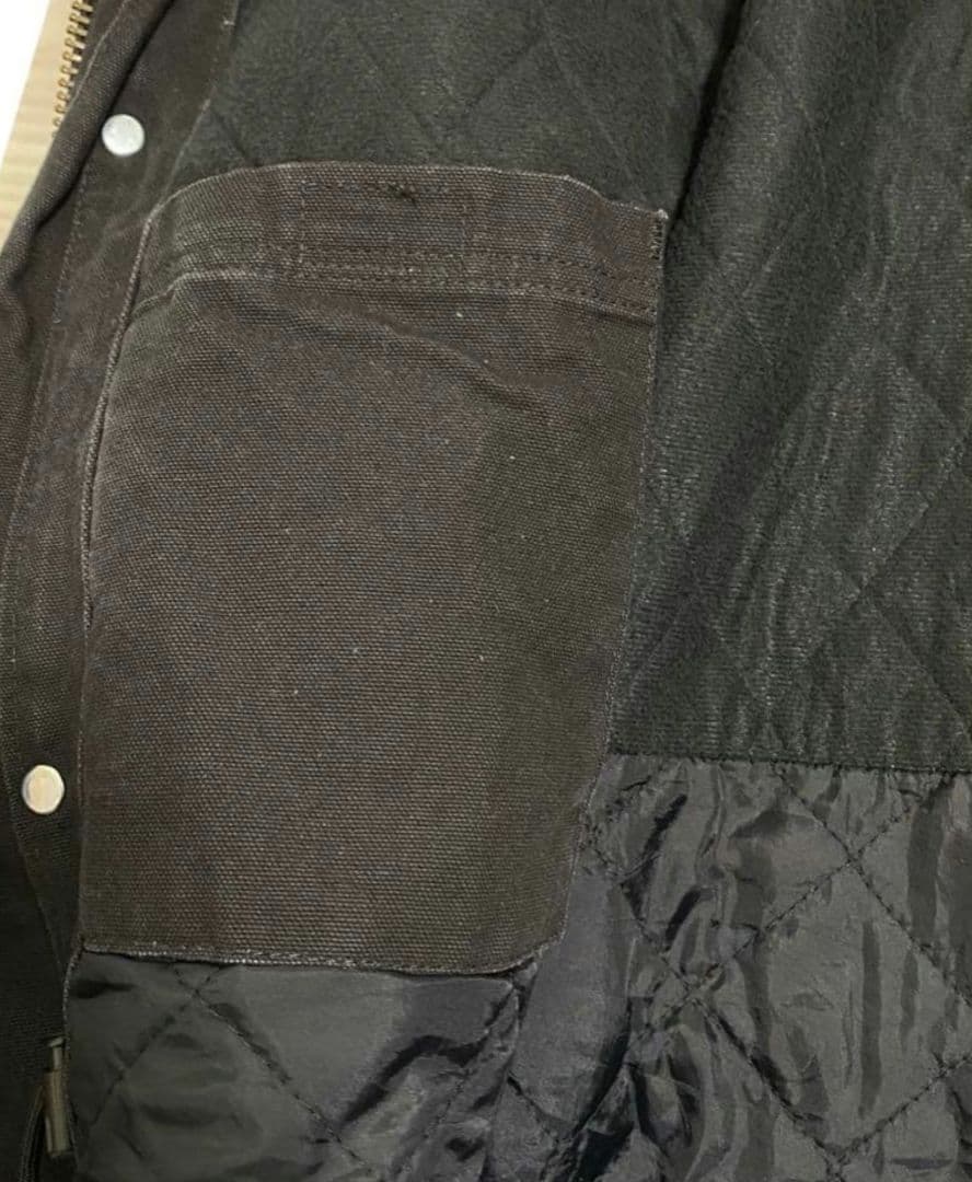 カーハート　ブラック　ジャケット　ダック生地　Carhartt　 襟コーデュロイ