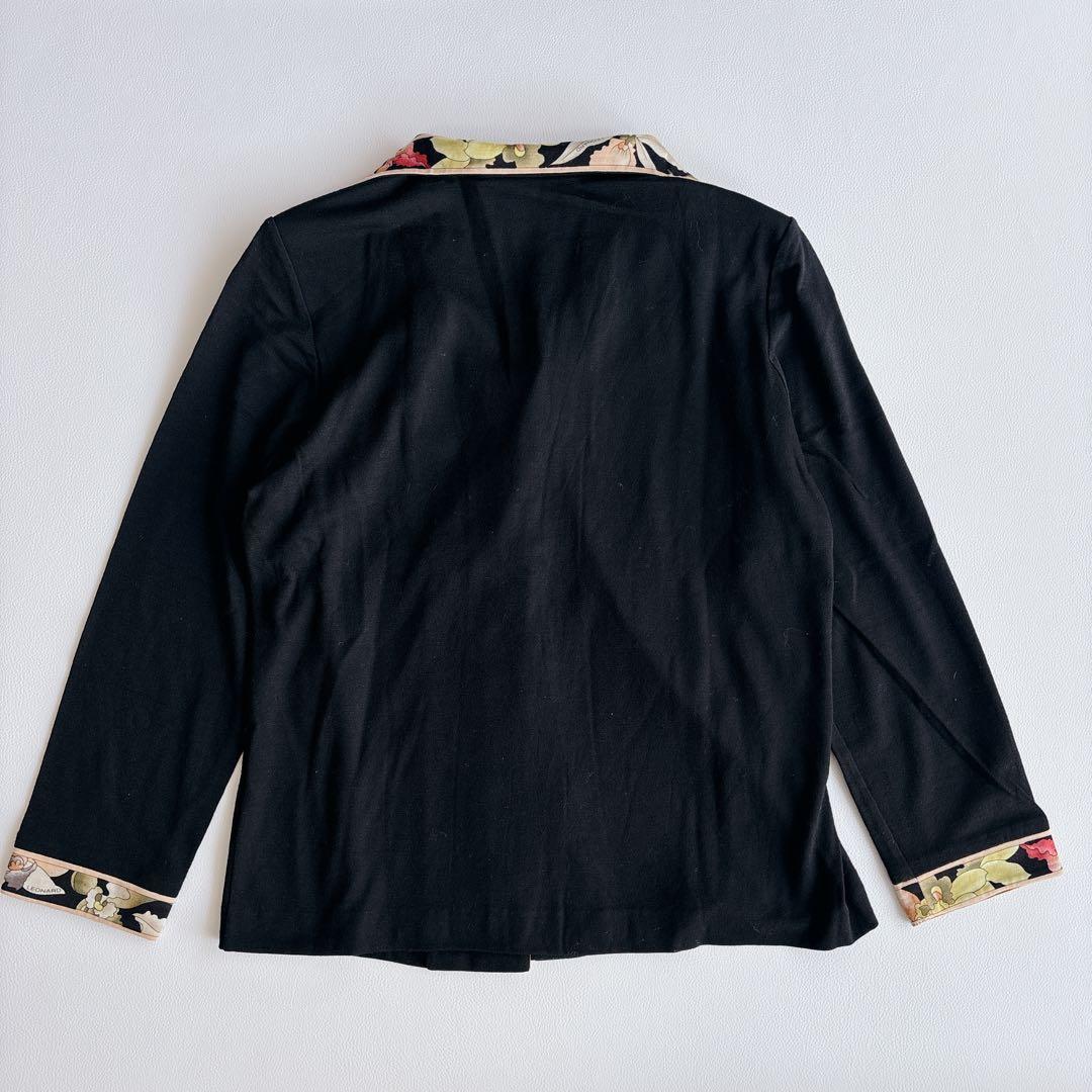 美品✨LEONARD レオナール トップス　ジャケット　シルク混　トリム　黒