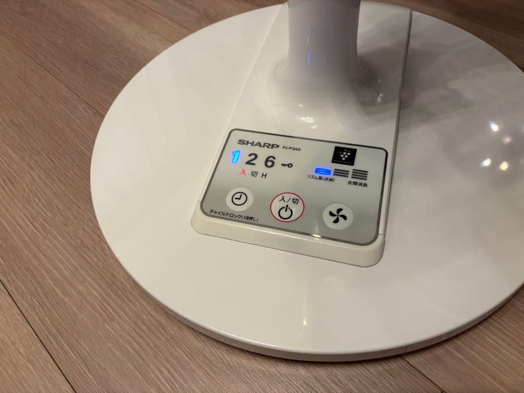 【美品】SHARP 扇風機 リモコン付 プラズマクラスター PJ-P3AS-W