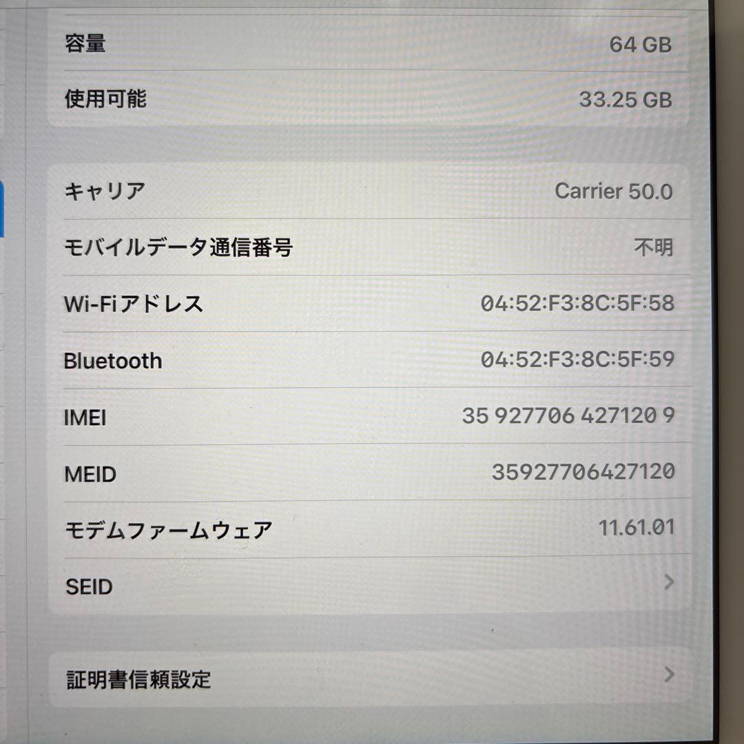iPad mini 4 Cellularモデル　SIMフリー　64GB
