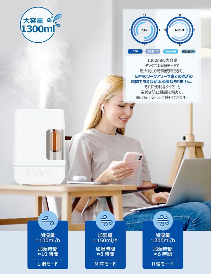 【現品限り】加湿器 超音波式加湿器 プラスネブライザー アロマディフューザー