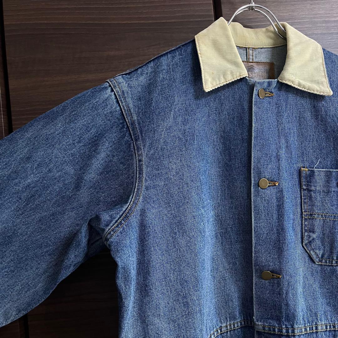 80s USA製 BIG SMITH デニムカバーオール M 襟コーデュロイ